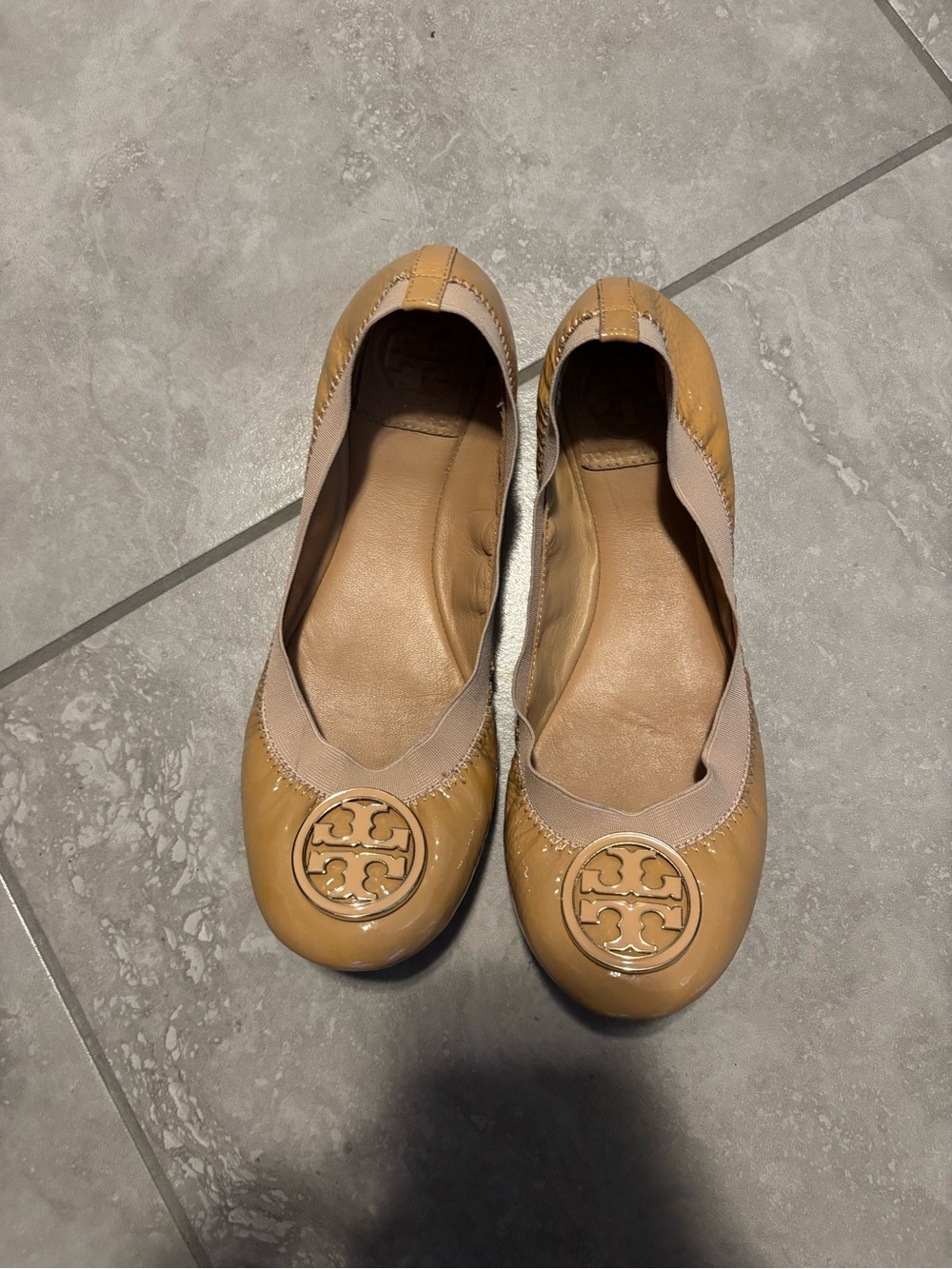 Tory Burch Patent Leather Caroline Elastic Trim Ballerina 7